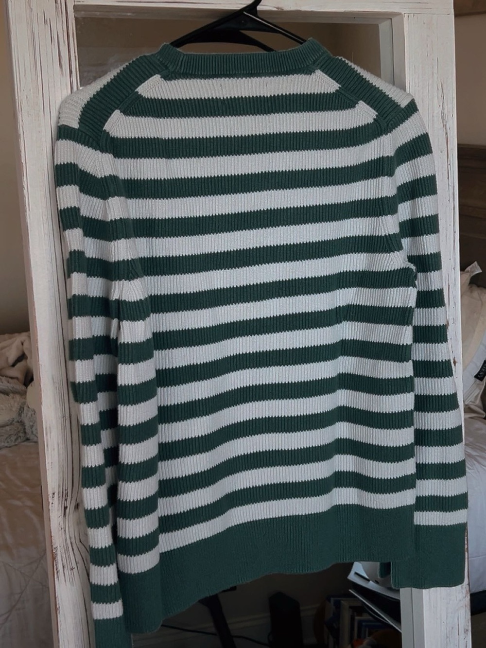 Bonobos Green & White Striped Ribbed Crewneck Sweater - Picture 4 of 4